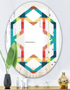 Tartan Geometrical Texture III - Modern Round or Oval Wall Mirror - Hexagon Star