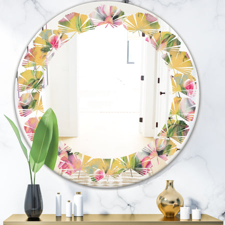 Hand - Modern Round or Oval Wall Mirror - Leaves