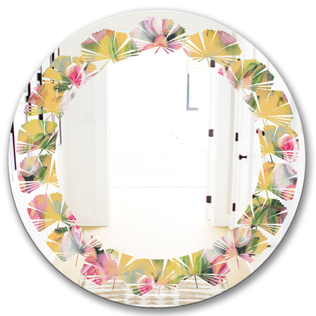 Hand - Modern Round or Oval Wall Mirror - Leaves