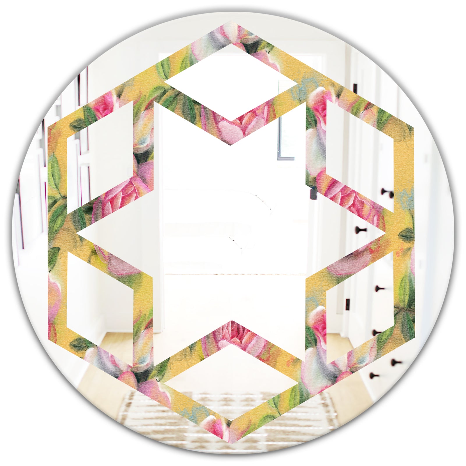 Hand - Modern Round or Oval Wall Mirror - Hexagon Star