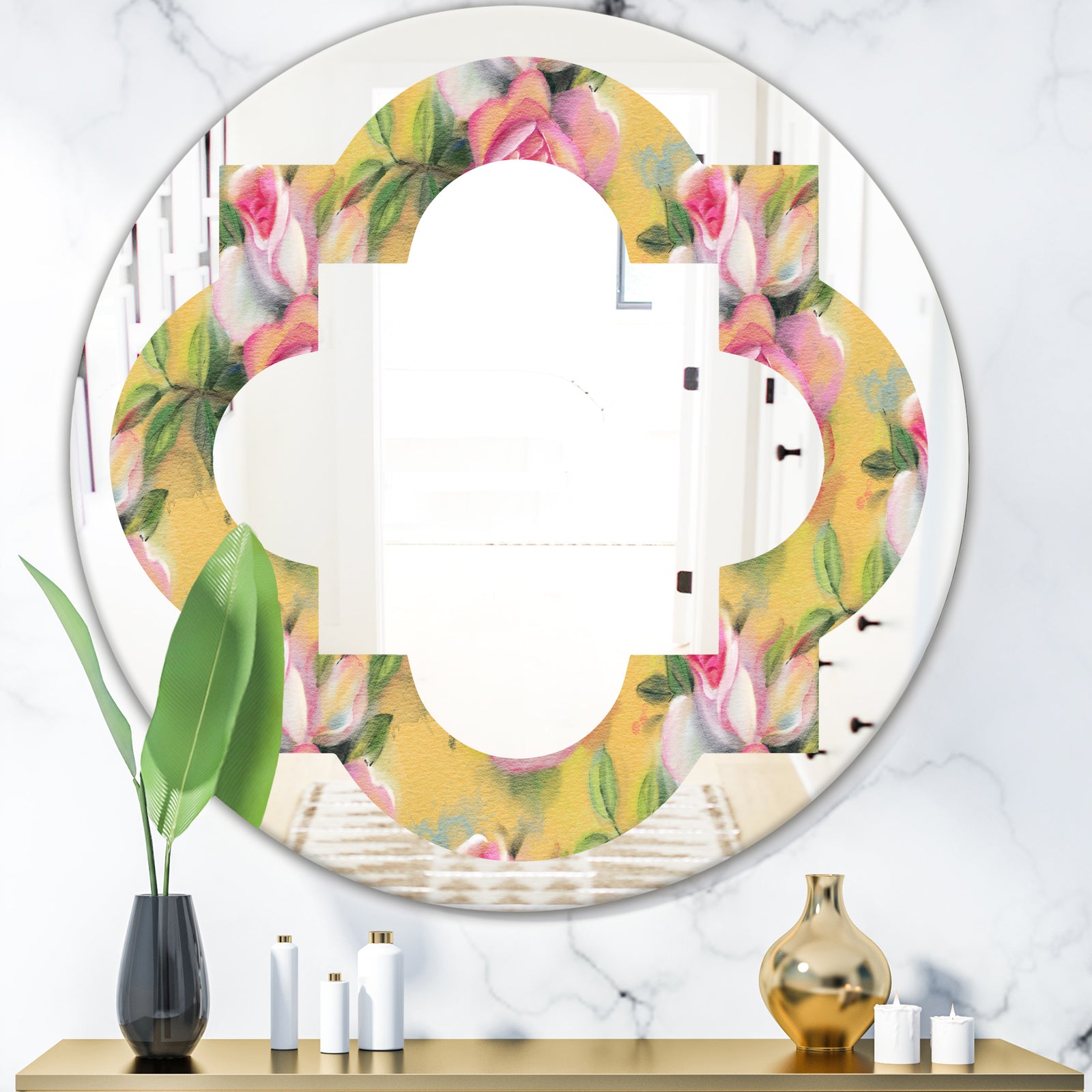 Hand - Modern Round or Oval Wall Mirror - Quatrefoil