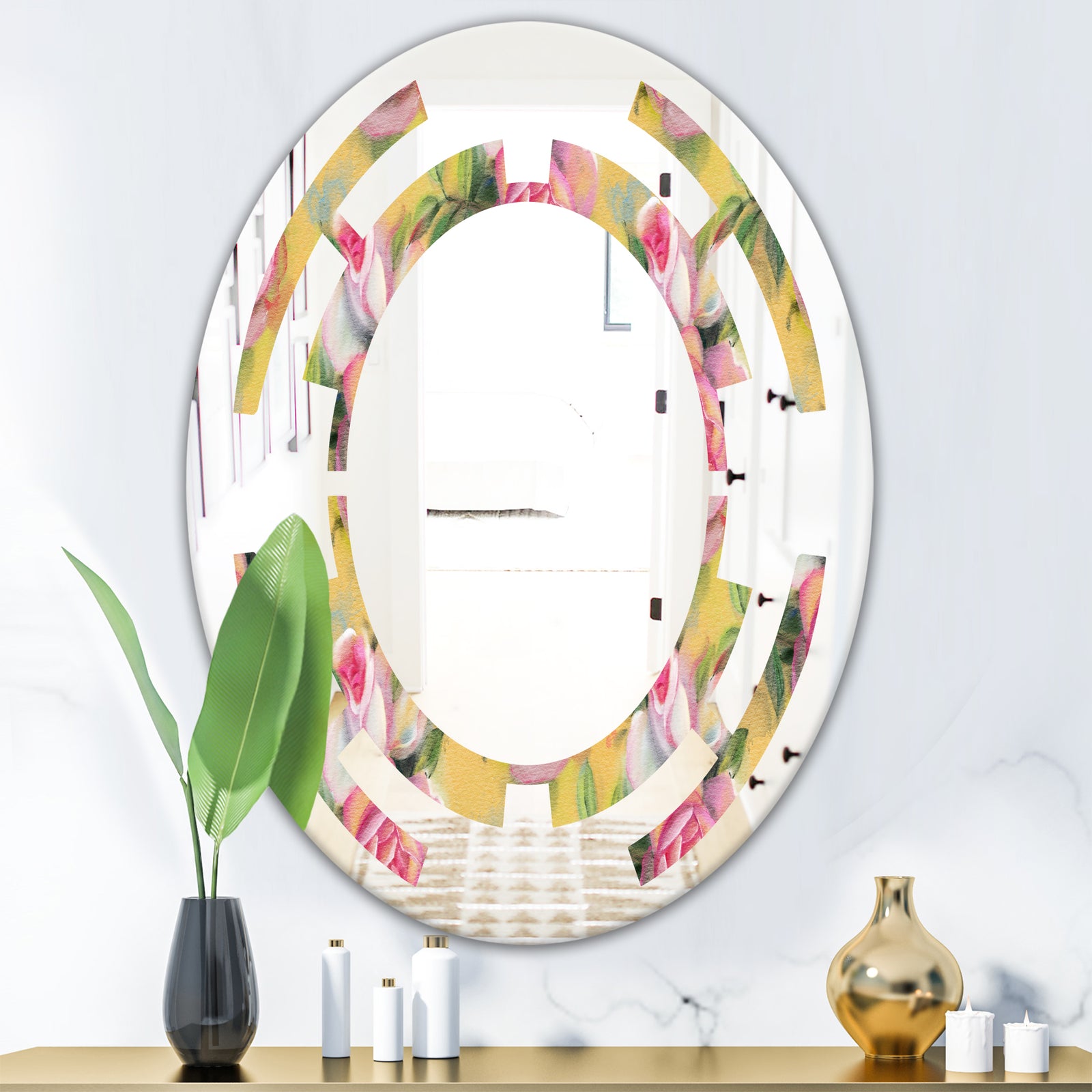 Hand - Modern Round or Oval Wall Mirror - Space