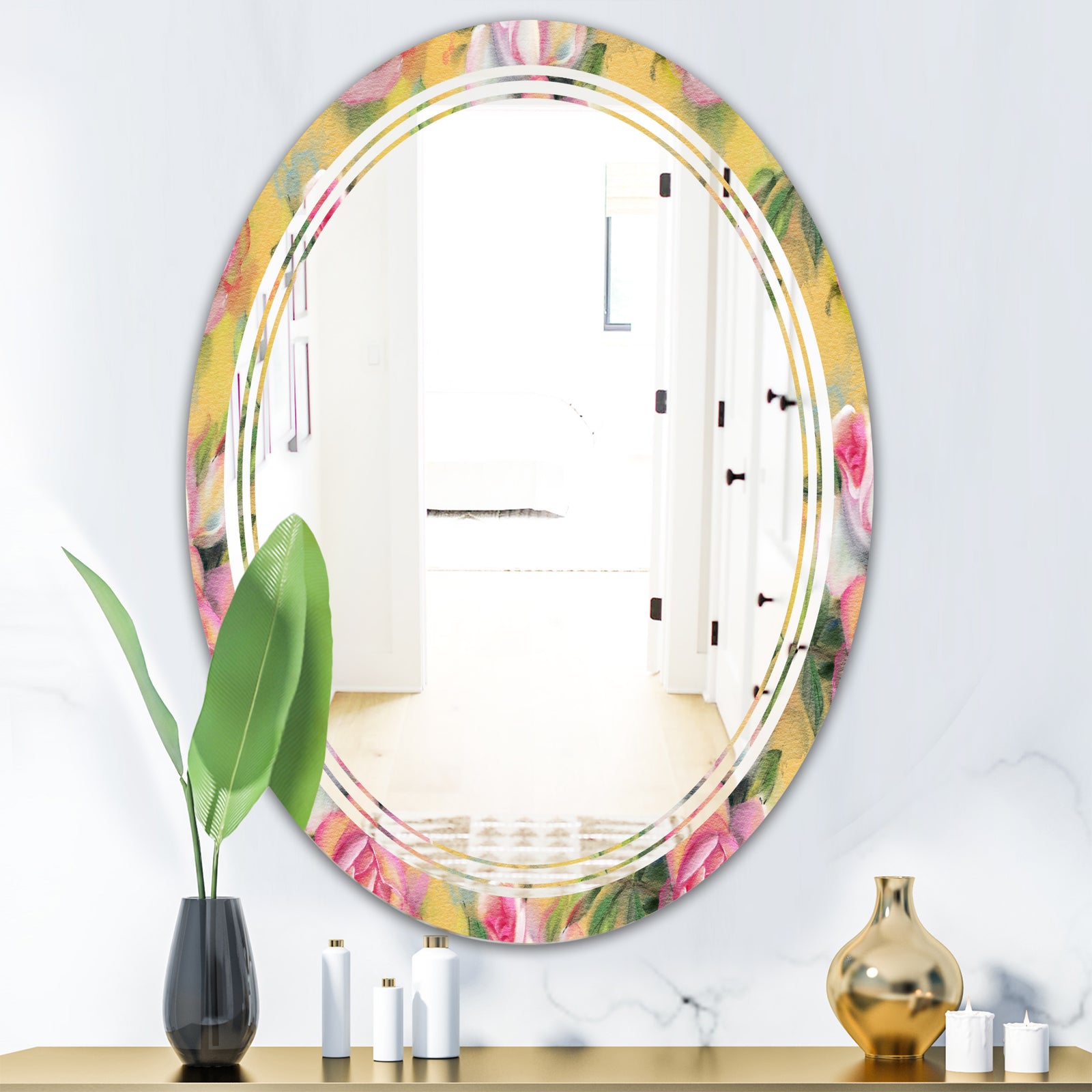 Hand - Modern Round or Oval Wall Mirror - Triple C
