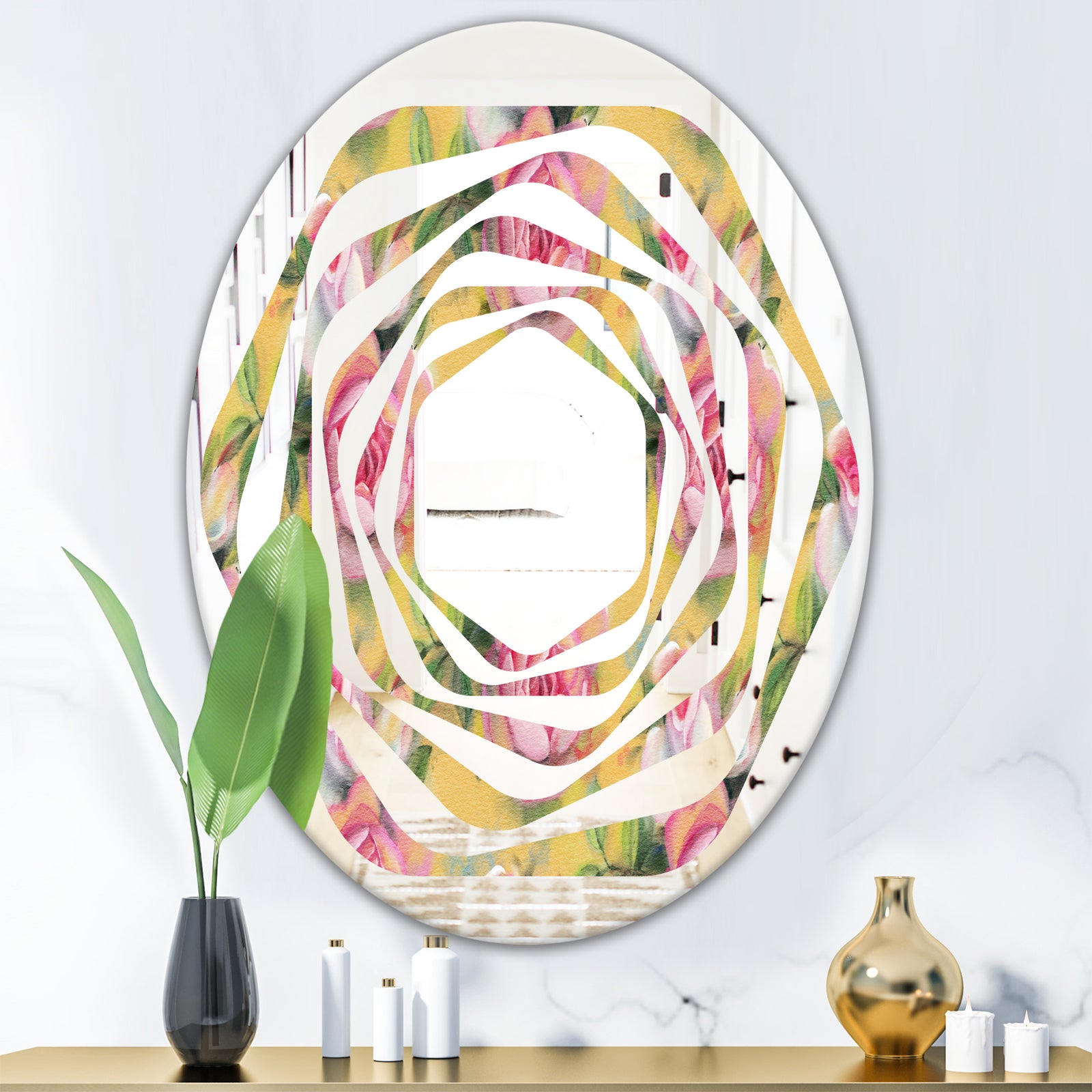 Hand - Modern Round or Oval Wall Mirror - Whirl