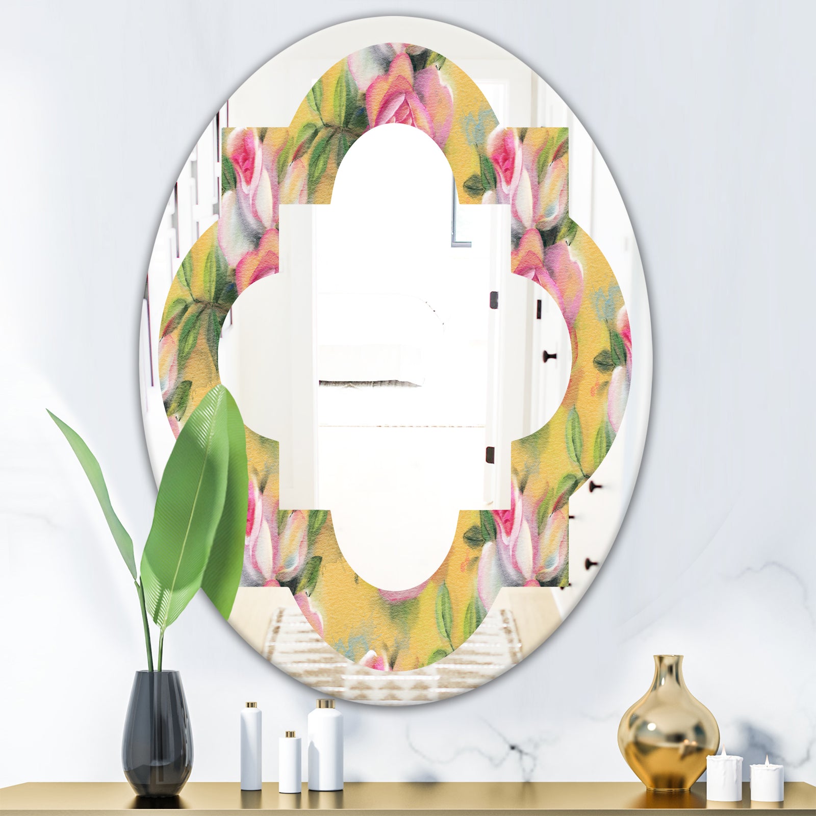 Hand - Modern Round or Oval Wall Mirror - Quatrefoil