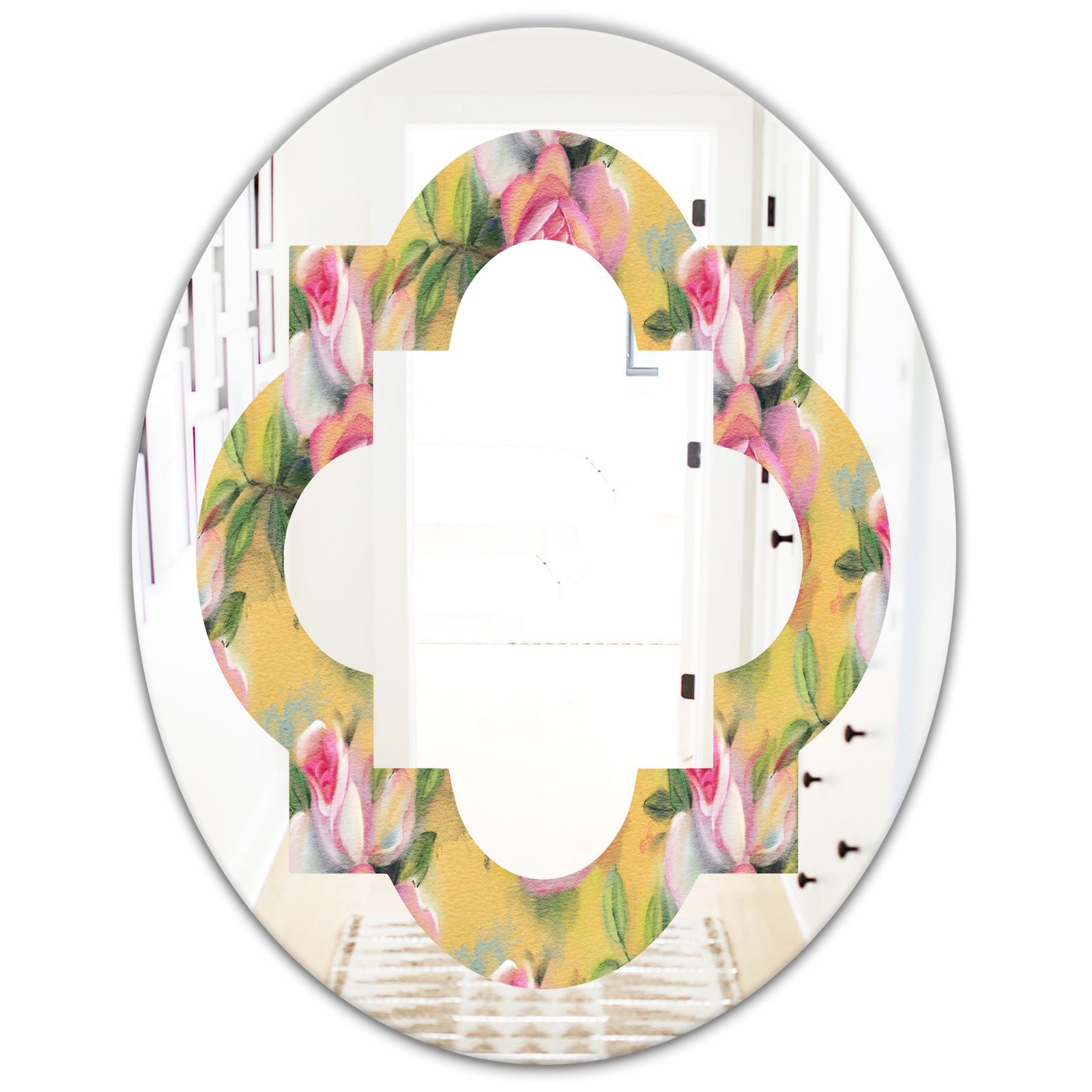 Hand - Modern Round or Oval Wall Mirror - Quatrefoil