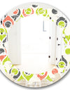 Retro Abstract Drops II - Modern Round or Oval Wall Mirror - Leaves