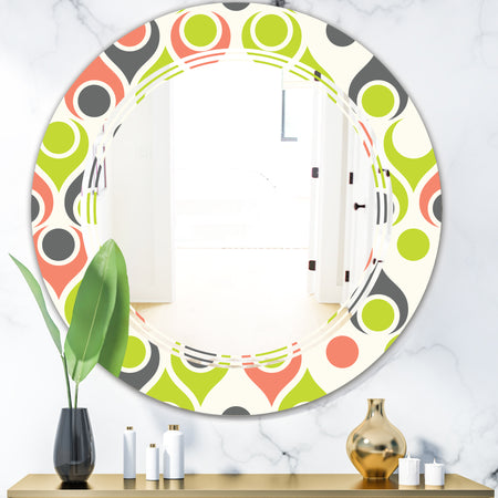 Retro Abstract Drops II - Modern Round or Oval Wall Mirror - Triple C