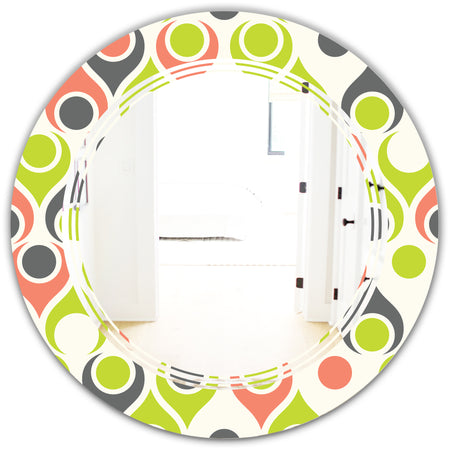 Retro Abstract Drops II - Modern Round or Oval Wall Mirror - Triple C