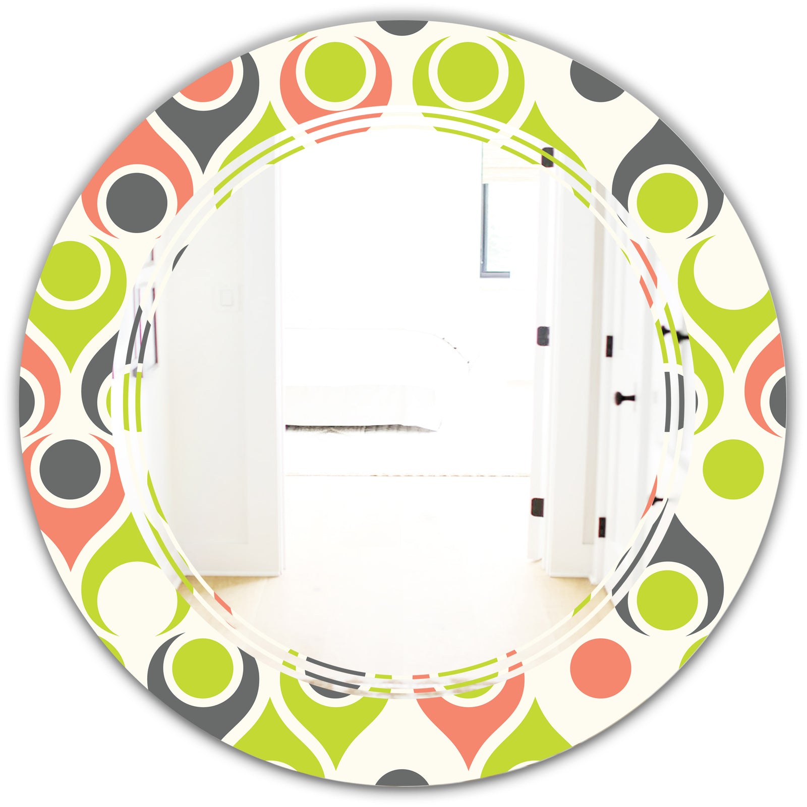 Retro Abstract Drops II - Modern Round or Oval Wall Mirror - Triple C