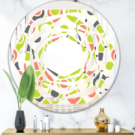 Retro Abstract Drops II - Modern Round or Oval Wall Mirror - Whirl