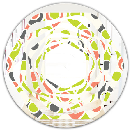 Retro Abstract Drops II - Modern Round or Oval Wall Mirror - Whirl