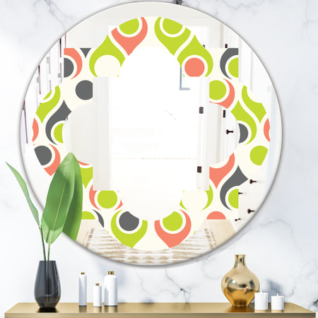 Retro Abstract Drops II - Modern Round or Oval Wall Mirror - Quatrefoil