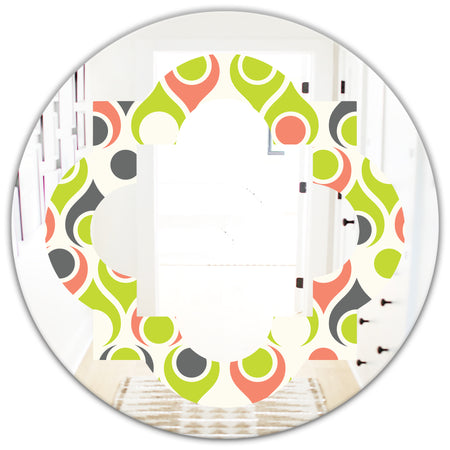 Retro Abstract Drops II - Modern Round or Oval Wall Mirror - Quatrefoil