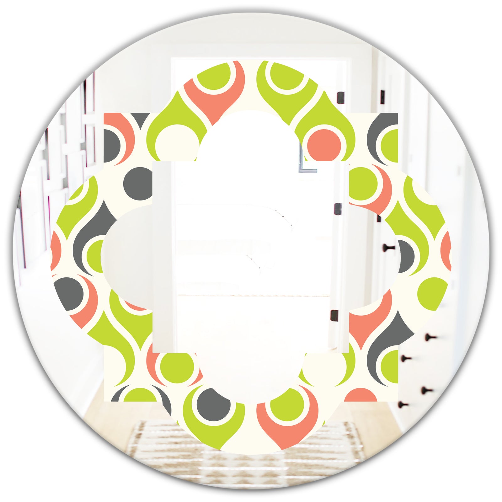 Retro Abstract Drops II - Modern Round or Oval Wall Mirror - Quatrefoil