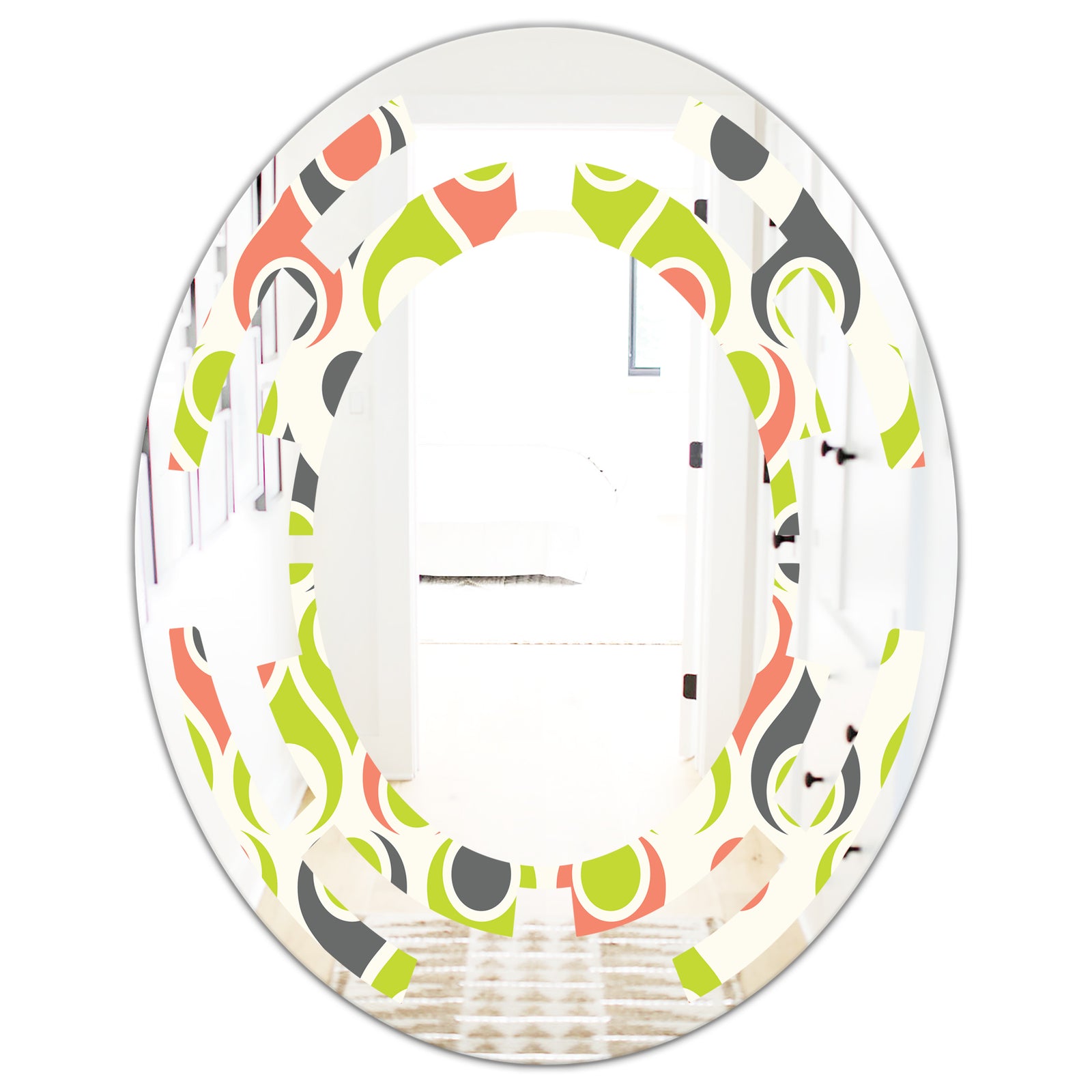 Retro Abstract Drops II - Modern Round or Oval Wall Mirror - Space