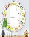 Retro Abstract Drops II - Modern Round or Oval Wall Mirror - Leaves