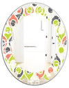 Retro Abstract Drops II - Modern Round or Oval Wall Mirror - Leaves