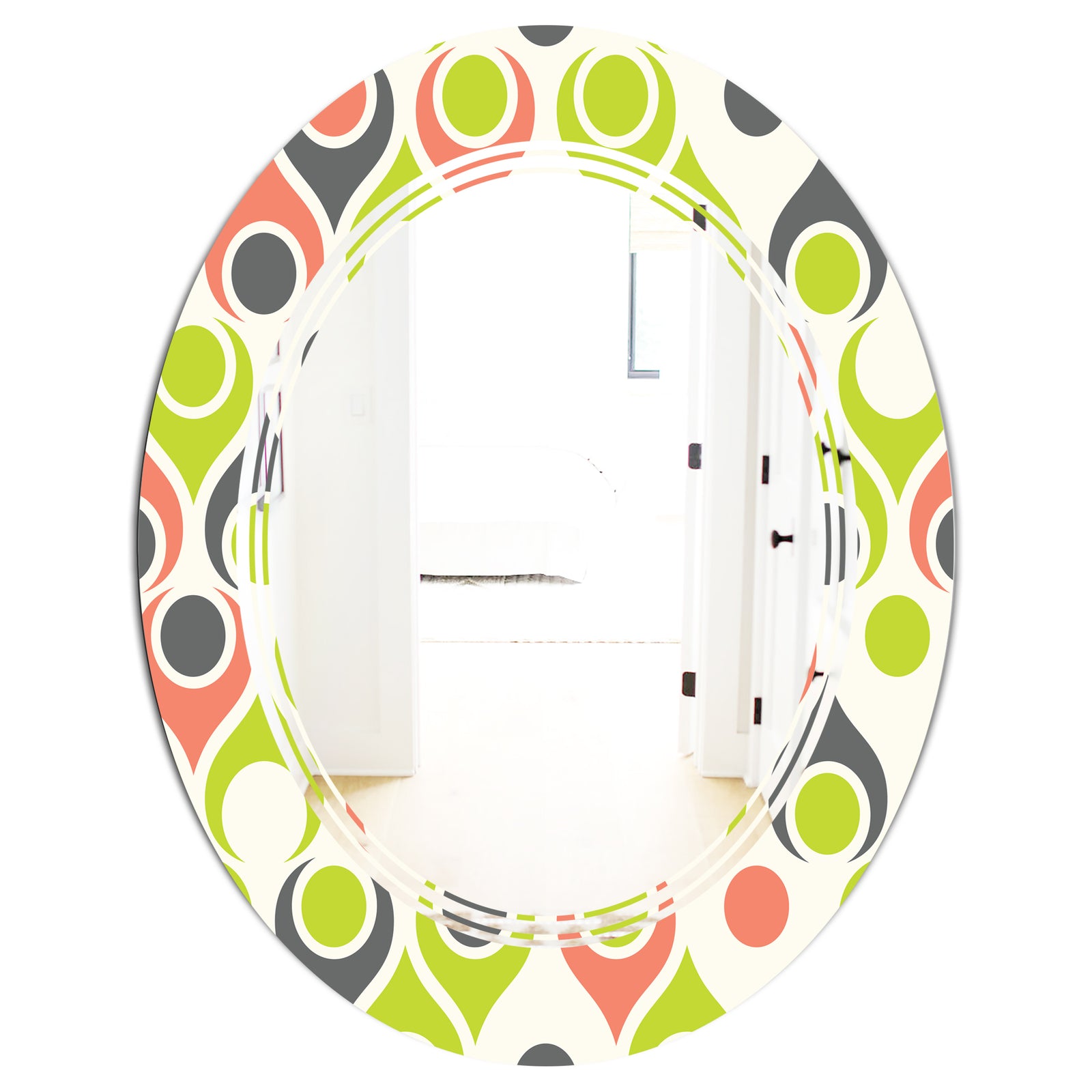 Retro Abstract Drops II - Modern Round or Oval Wall Mirror - Triple C