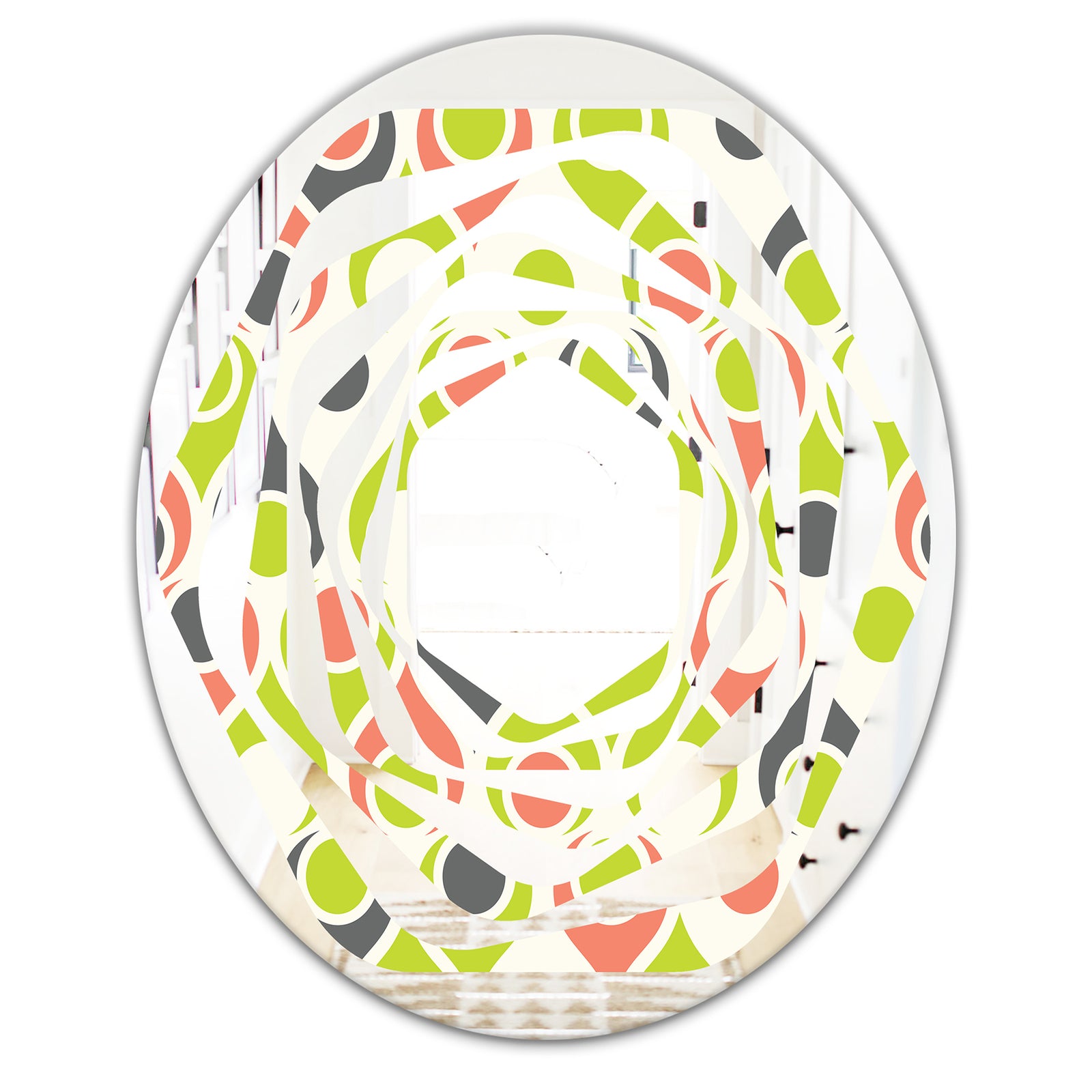 Retro Abstract Drops II - Modern Round or Oval Wall Mirror - Whirl