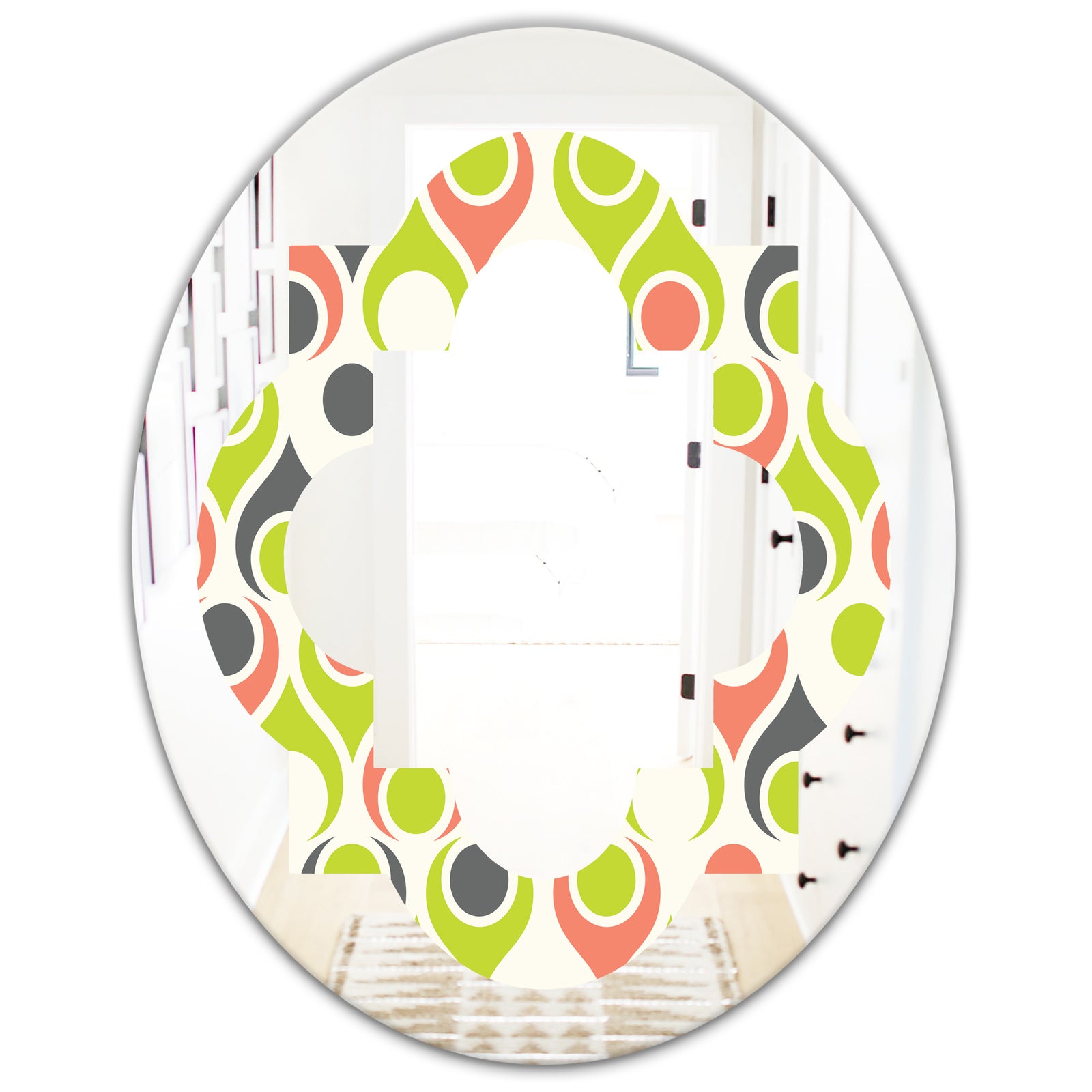 Retro Abstract Drops II - Modern Round or Oval Wall Mirror - Quatrefoil