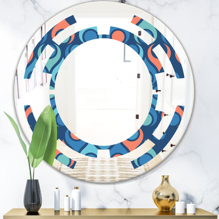 Retro Abstract Drops X - Modern Round or Oval Wall Mirror - Space
