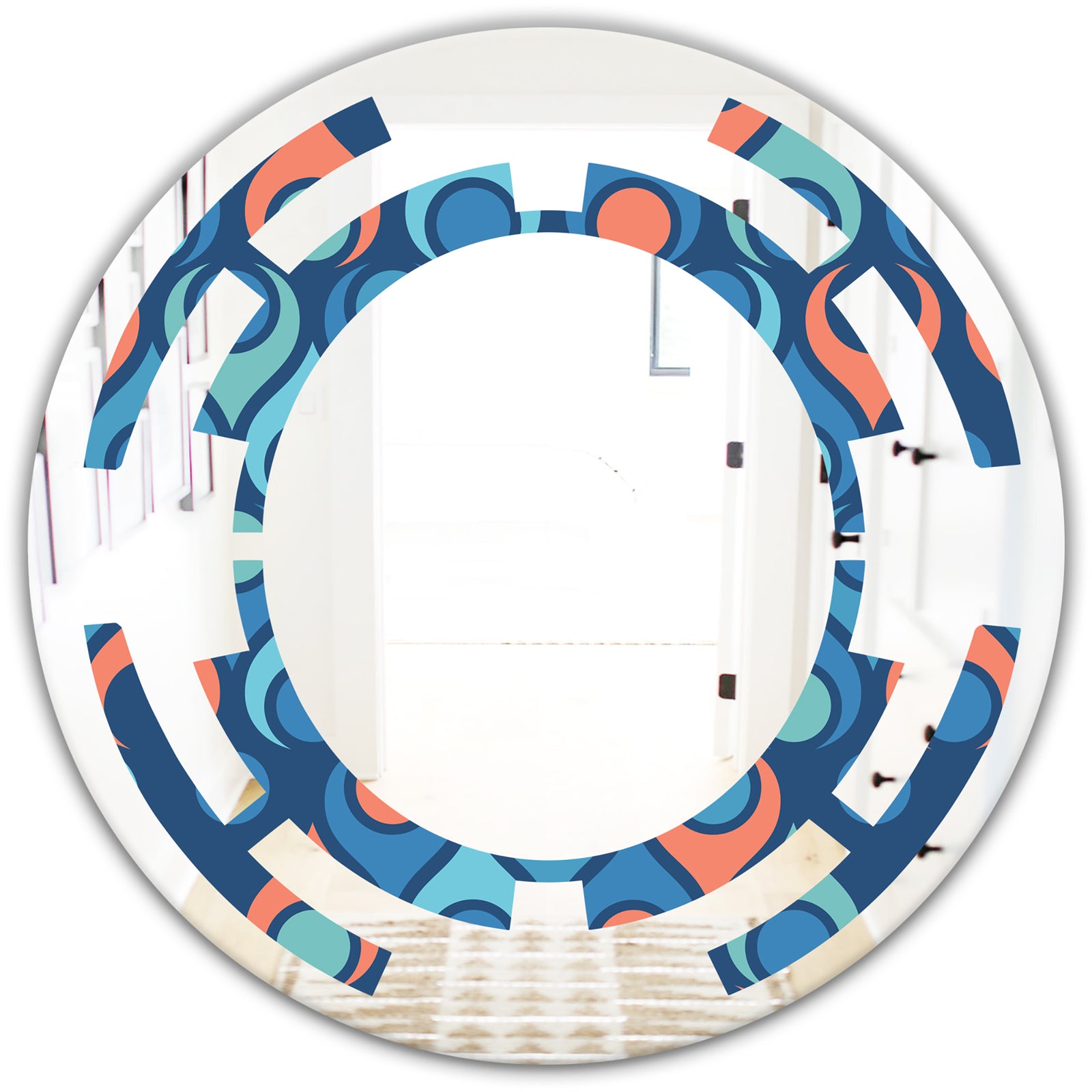 Retro Abstract Drops X - Modern Round or Oval Wall Mirror - Space