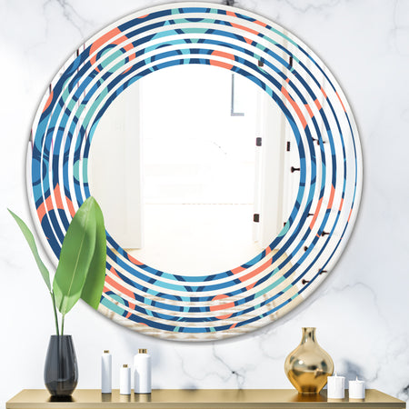 Retro Abstract Drops X - Modern Round or Oval Wall Mirror - Wave