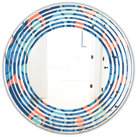 Retro Abstract Drops X - Modern Round or Oval Wall Mirror - Wave