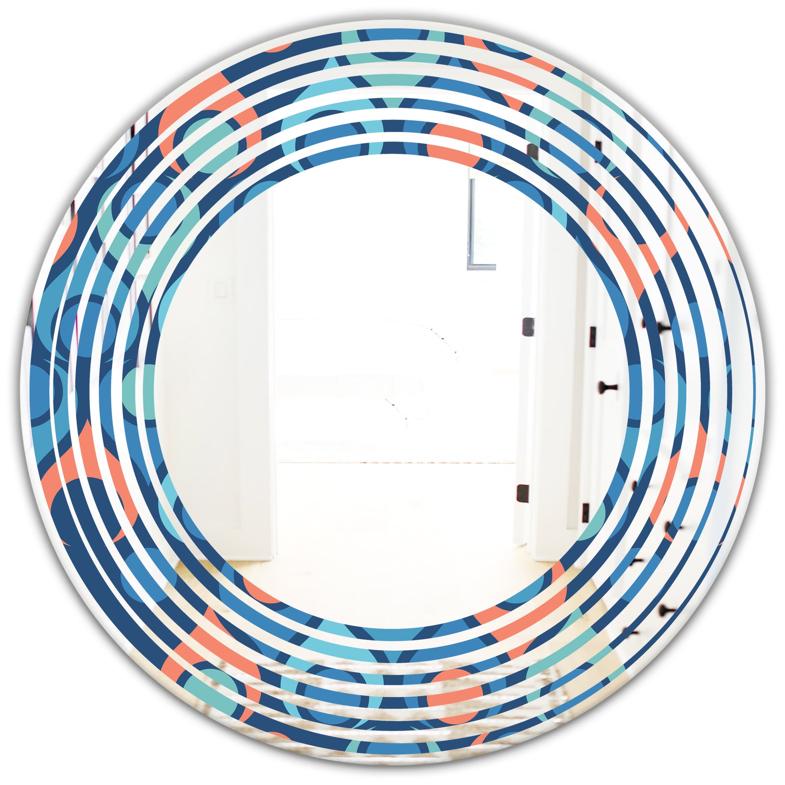 Retro Abstract Drops X - Modern Round or Oval Wall Mirror - Wave