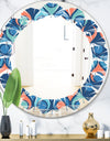 Retro Abstract Drops X - Modern Round or Oval Wall Mirror - Leaves