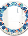 Retro Abstract Drops X - Modern Round or Oval Wall Mirror - Leaves