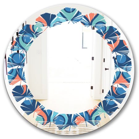 Retro Abstract Drops X - Modern Round or Oval Wall Mirror - Leaves