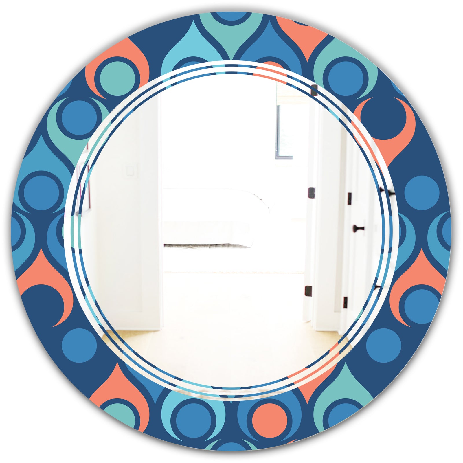 Retro Abstract Drops X - Modern Round or Oval Wall Mirror - Triple C