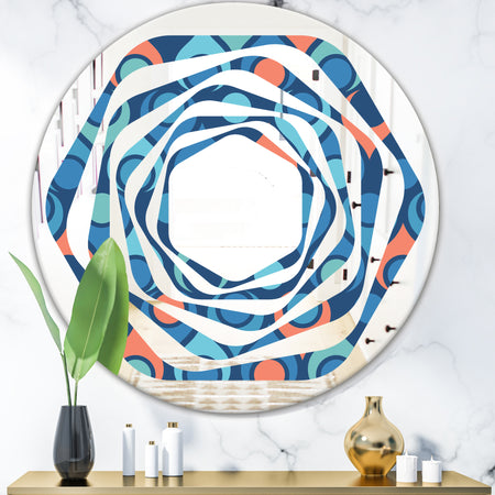 Retro Abstract Drops X - Modern Round or Oval Wall Mirror - Whirl