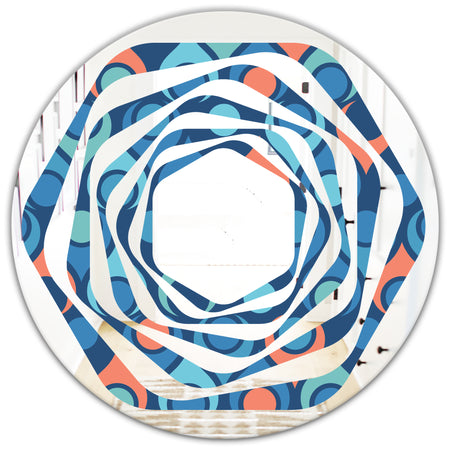 Retro Abstract Drops X - Modern Round or Oval Wall Mirror - Whirl