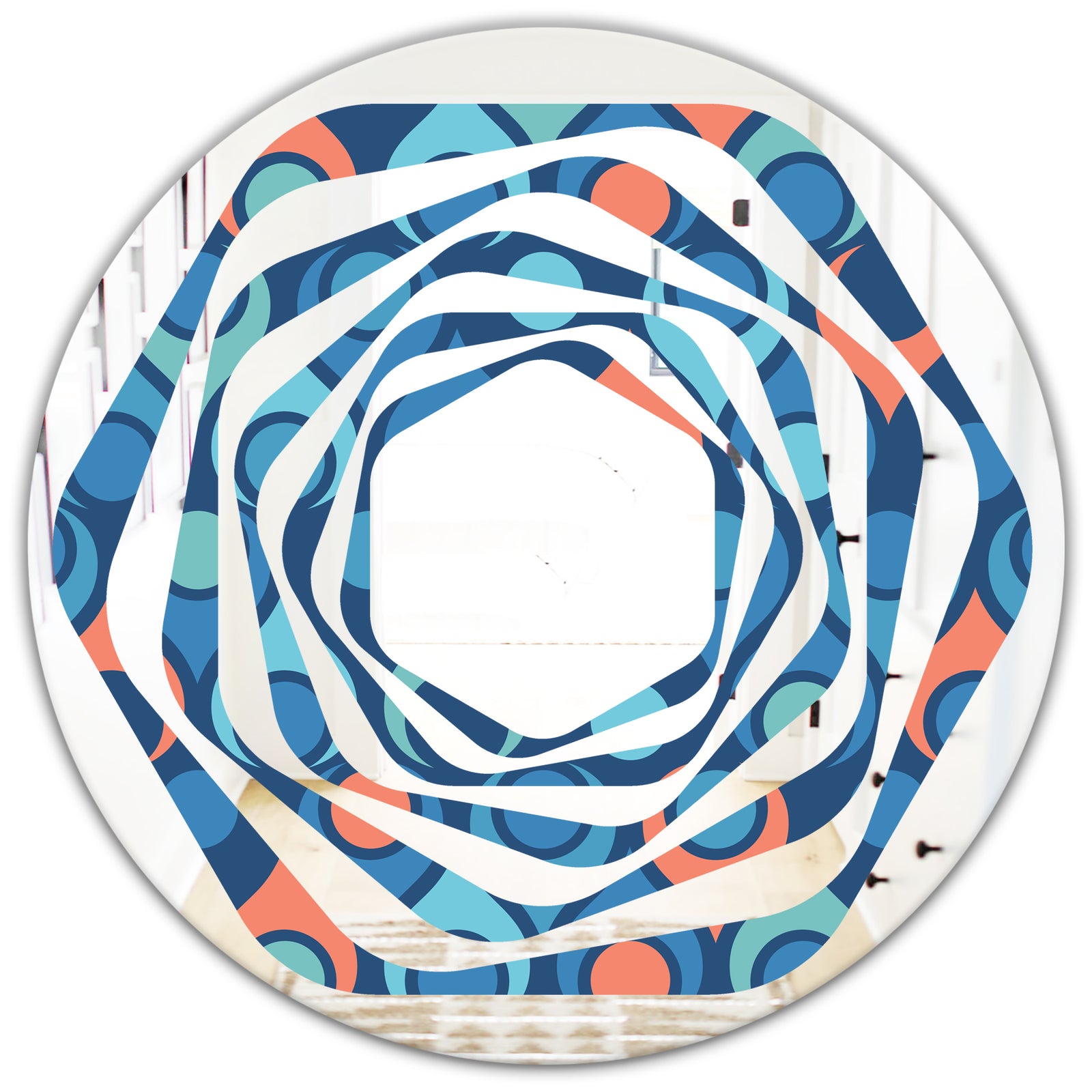 Retro Abstract Drops X - Modern Round or Oval Wall Mirror - Whirl