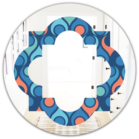 Retro Abstract Drops X - Modern Round or Oval Wall Mirror - Quatrefoil