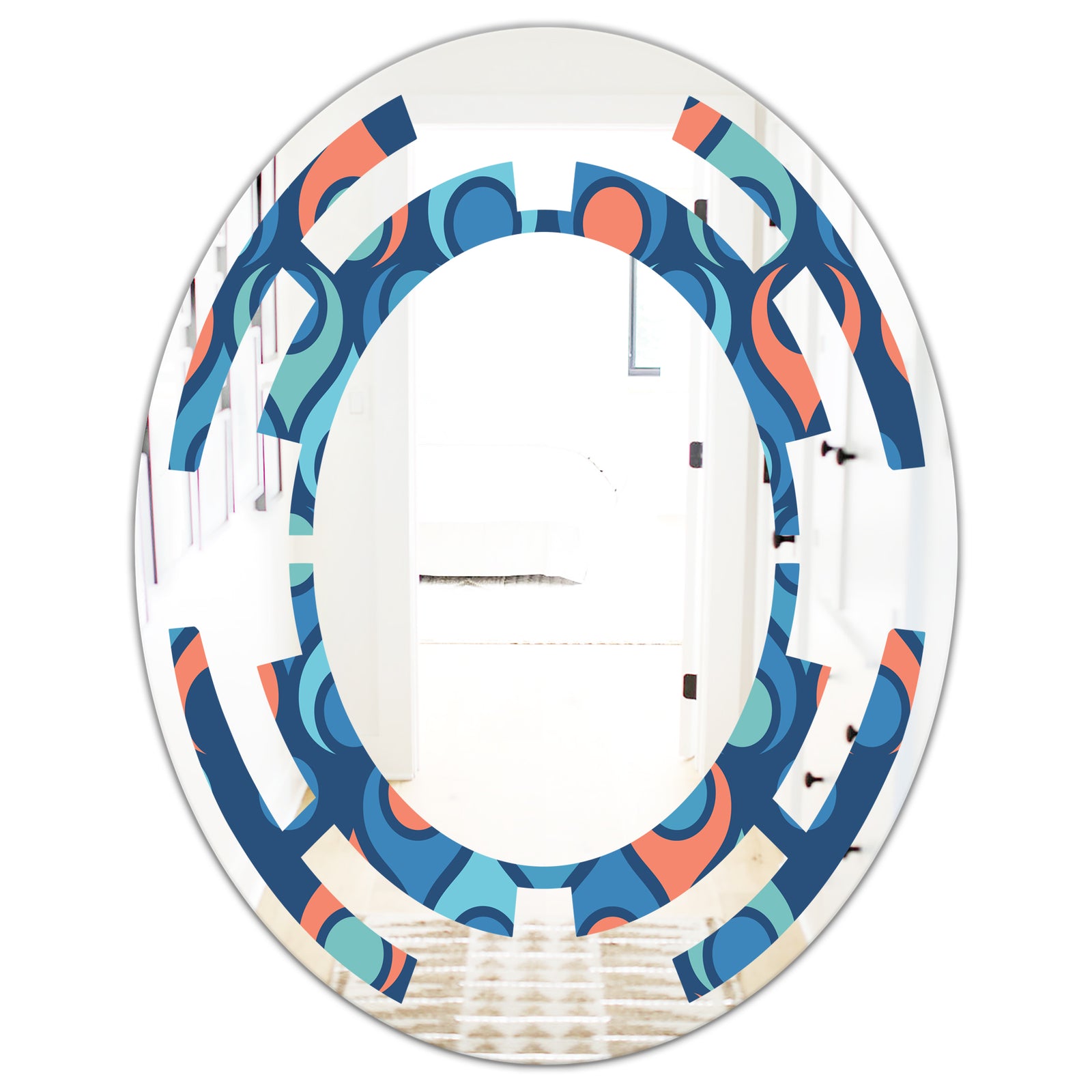 Retro Abstract Drops X - Modern Round or Oval Wall Mirror - Space
