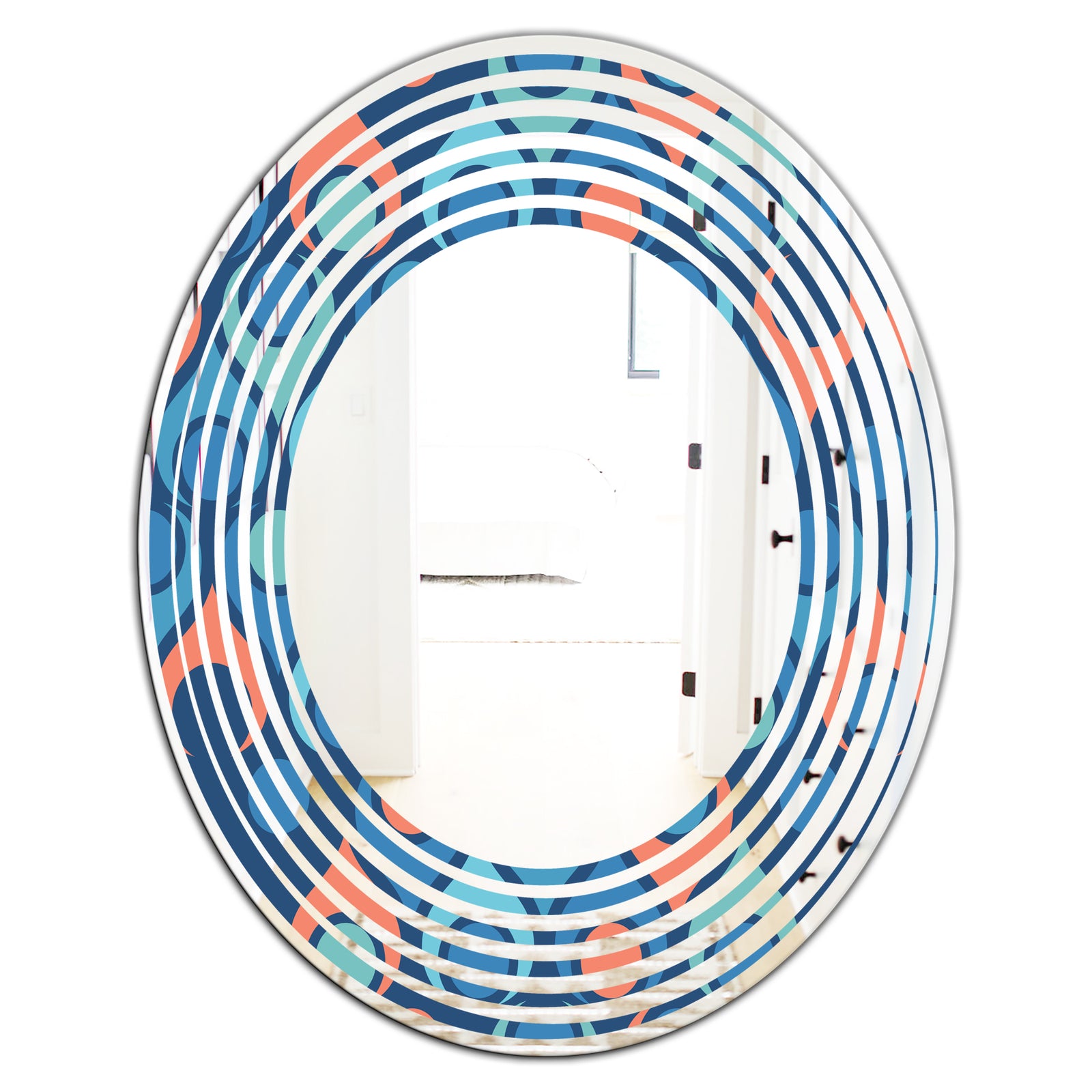 Retro Abstract Drops X - Modern Round or Oval Wall Mirror - Wave