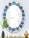Retro Abstract Drops X - Modern Round or Oval Wall Mirror - Leaves