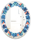Retro Abstract Drops X - Modern Round or Oval Wall Mirror - Leaves