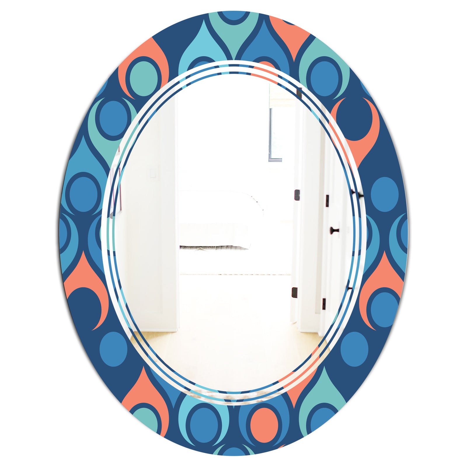 Retro Abstract Drops X - Modern Round or Oval Wall Mirror - Triple C