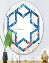 Retro Abstract Drops X - Modern Round or Oval Wall Mirror - Hexagon Star