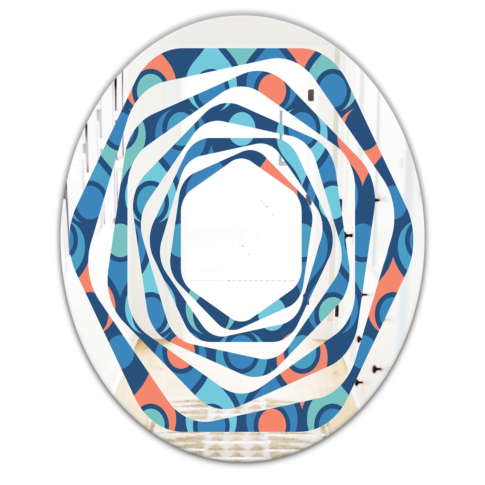 Retro Abstract Drops X - Modern Round or Oval Wall Mirror - Whirl