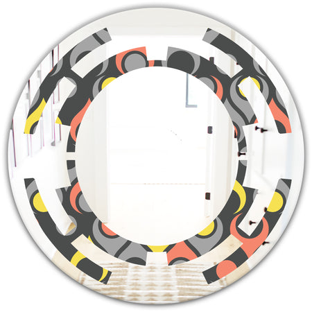 Retro Abstract Drops I - Modern Round or Oval Wall Mirror - Space