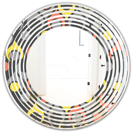 Retro Abstract Drops I - Modern Round or Oval Wall Mirror - Wave