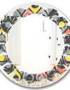 Retro Abstract Drops I - Modern Round or Oval Wall Mirror - Leaves