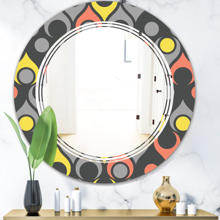 Retro Abstract Drops I - Modern Round or Oval Wall Mirror - Triple C
