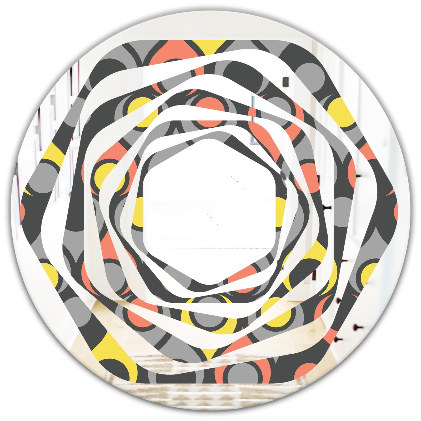 Retro Abstract Drops I - Modern Round or Oval Wall Mirror - Whirl